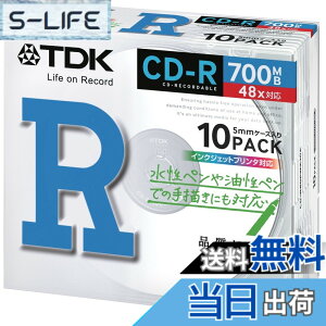 �y���������zTDK �f�[�^�p CD-R 700MB 48X �z���C�g�v�����^�u�� 10���p�b�N CD-R80PWX10A