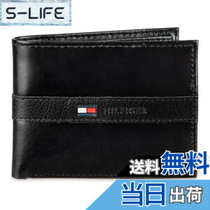 �y���������zTommy Hilfiger �g�~�[�t�B���t�B�K�[ ���z �����Y Men's Leather Ranger Passcase Wallet (Black) �F�F�u���b�N�A�T�C�Y�FFree Size