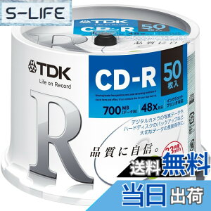 �y���������zTDK �f�[�^�pCD-R 700MB 48�{���Ή� �z���C�g���C�h�v�����^�u�� 50���X�s���h�� CD-R80PWDX50PE