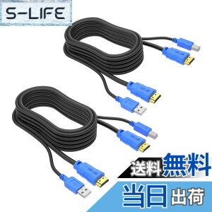 �y���������zMT-VIKI USB HDMI KVM�P�[�u�� 2�{�p�b�N 10�t�B�[�g 4K HDMI USB A - HDMI USB B �c�C���R�[�h �W��KVM�X�C�b�`�p 10�t�B�[�g �F�F�u���b�N&�u���[�A�T�C�Y�F10ft