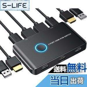 �y���������z4K KVM�X�C�b�` HDMI KVM �ؑ֊� 2�� �R���s���[�^�[�p USB HDMI�X�C�b�` �L�[�{�[�h/�}�E�X/�v�����^�[��1���HD���j�^�[�����L 4K@60Hz���T�|�[�g ���{��������t�� �F�F�u���b�N�B�A