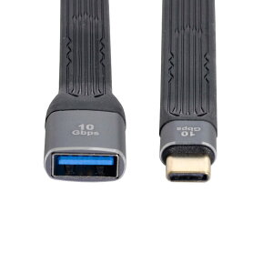 �y���������zCablecc USB-C Extension Cable Flat Slim FPC Data Cable for Laptop & Phone 13cm �F�FBlack Type C Male to Type A Female 10Gbps