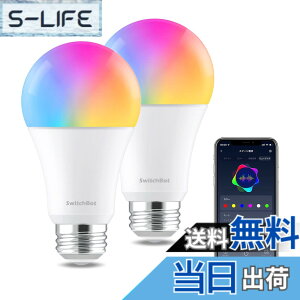 �y���������z�yCompatible with Alexa�F��zSwitchBot LED�d�� �X�}�[�g���C�g Alexa �X�}�[�g�z�[��-�X�}�[�g�d�� E26 �X�C�b�`�{�b�g�������F �L�z�� 800lm 60W�`���� �d���F�E�����F�Ή� RGBCW�}���`�J��