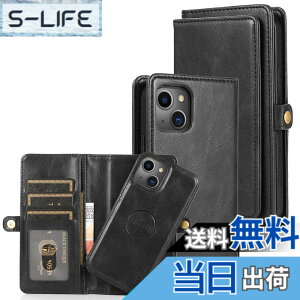 �y���������zfor iPhone 14 Many Card Slots 2in1 Detachable Wallet Case �F�F�u���b�N�A�T�C�Y�FiPhone 14