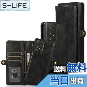 �y���������zfor Galaxy S22 Many Card Slots 2in1 Detachable Wallet Case �F�F�u���b�N�A�T�C�Y�FGalaxy A52 5G