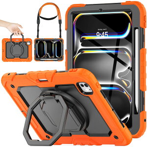 �y���������zSEYMAC stock 2025�N/2024�N iPad Pro 11�C���`(M5/M4)��p�����O�n���h���ϏՌ��P�[�X �ی�t�B�����t���O�ʃJ�o�[ �y�����[ 360°��]�����O�n���h���X�^���h �V�����_�[�X�g���b�v �F�F
