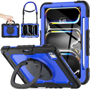 �y���������zSEYMAC stock 2025�N/2024�N iPad Pro 11�C���`(M5/M4)��p�����O�n���h���ϏՌ��P�[�X �ی�t�B�����t���O�ʃJ�o�[ �y�����[ 360°��]�����O�n���h���X�^���h �V�����_�[�X�g���b�v iP �F