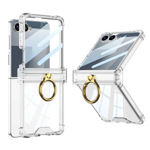 �y���������zGalaxy Z Flip5 �P�[�X �N���A Samsung �M�����N�V�[z�t���b�v 5 / SC-54D / SCG23 �p �J�o�[ �����O�t�� �q���W�ی� Uovon �X�}�z�P�[�X �ϏՌ� �X�^���h�@�\ �X�g���b�v���t�� ���y�� �����^