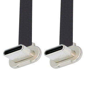�y���������zchenyang USB C �V���[�g�t���b�g�P�[�u�� USB 2.0 Type C �f���A�� 90�x�p�x PD 65W �����[�d�f�[�^�����P�[�u�� 75MM �F�F�u���b�N�A�T�C�Y�F70MM