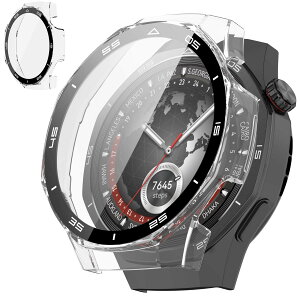 �y���������zJXRICH �Ή� HUAWEI WATCH GT4 �P�[�X �Ή� 46mm �y�� PC+�����K���X �t�@�[�E�F�CGT4 �p �ی�J�o�[ �����x �����ȒP �ϏՌ� �S�ʕی� WATCH GT 4�J�o�[ 46mm �J�o�[ �Ή� �F�F�N���A�A�T�C�Y