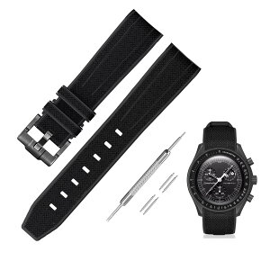 �y���������z[Jumpsunfun] 20mm ���v�o���h for Omega X Swatch Speedmaster MoonSwatch �I���K�ƃX�E�H�b�`�p�V���R���x���g Quick Release �����H��t�� �F�F�u���b�N�D�u���b�N�o�b�N��
