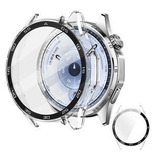 �y���������zJXRICH �Ή� HUAWEI WATCH GT4 �P�[�X �Ή� 46mm �y�� PC+�����K���X �t�@�[�E�F�CGT4 �p �ی�J�o�[ �����x �����ȒP �ϏՌ� �S�ʕی� WATCH GT 4�J�o�[ 46mm �J�o�[ �Ή� �F�F�N���A�A�T�C�Y