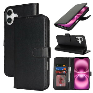 �y���������zSZBQBpw for iPhone 16 leather case �F�F�u���b�N�A�T�C�Y�FiPhone 16 Plus
