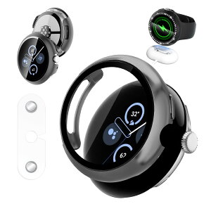�y���������zGoogle Pixel Watch 4 41mm / 45mm �p �P�[�X + �[�d�⏕�� KONXISA �J�o�[+�t�B���� ��̌^�iPC�P�[�X+�K���X�t�B�����j �����[�d�\ �����ߗ� �C�菝�h�~ �Ռ��z�� �S�ʕی� ���E�ȒP �F�F