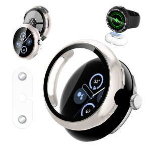 �y���������zGoogle Pixel Watch 4 41mm / 45mm �p �P�[�X + �[�d�⏕�� KONXISA �J�o�[+�t�B���� ��̌^�iPC�P�[�X+�K���X�t�B�����j �����[�d�\ �����ߗ� �C�菝�h�~ �Ռ��z�� �S�ʕی� ���E�ȒP �F�F