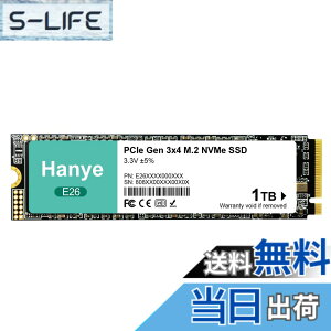 �y���������zHanye �����^ SSD PCIe Gen3x4 M.2 NVMe 2280 3D NAND E26 �������K�i ���[�J�[3�N �T�C�Y�F1TB