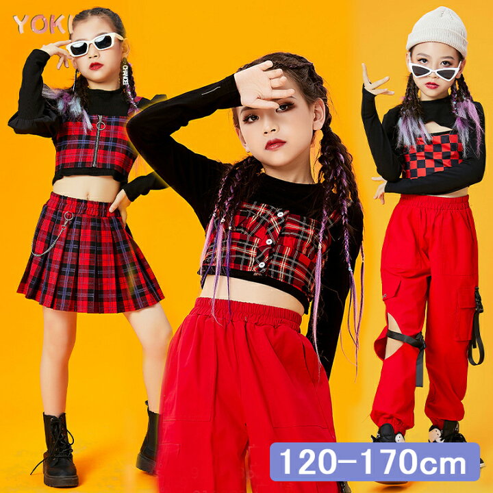 楽天市場 キッズダンス衣装 セットアップ ヒップホップ 派手 ダンス衣装 セットアップ 上下 トップス パンツ スカート 子供 キッズ ダンス 衣装 かっこいい 子ども服 ジュニア チームお揃い 発表会 演出服 クール ブラック レッド チェック Yokiの雑貨
