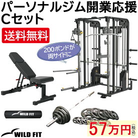 【即納可能】パーソナルジム開業応援Cセット送料無料 パーソナルジム 自宅 トレーニングマシン 筋トレ フィットネス オールインワン ジム 開業 スミスマシン マルチ ケーブルマシン オフィス 運動器具 [WILD FIT Premium]