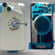 ガラスバック バックパネル　iPhone 14　対応 バッテリー ドア カメラ レンズ ベゼル 磁気リング + メタ…