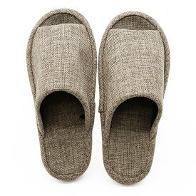 【2,200→1,320円 期間限定★】スリッパ ルームシューズ 室内用 【3Dコンフォート】無地リネン風スリッパMLサイズ リネン オクムラ 室内履き 前あき リカバリー ルームシューズ 麻 おしゃれ 姿勢 来客用 ヒール 母の日 父の日 フォーマル