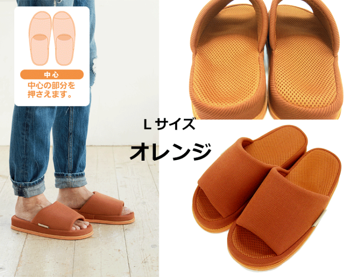 楽天市場】refre-リフレスリッパオレンジ系 足裏の中心 足のツボを