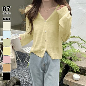 【OUTLET！クーポンで1,480円】 シアーカーディガン サマーカーディガン ショート Vネック カーディガン レディース 涼しい 薄手 サマー シアー 長袖 ニットカーディガン シアーニット オフィス 透け感 サマーニット 羽織り シースルー 冷房 対策 春夏 春 夏 cocomomo