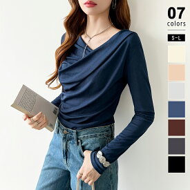 【11/13！クーポンで1,580円】 ドレープトップス オフショルダー シアー トップス レディース 長袖 ドレープ カットソー 肩出し 大人 シアートップス ロンt オフショルダートップス オフショル ワンショルダー 透け感 きれいめ オフィスカジュアル 春 夏 秋 cocomomo