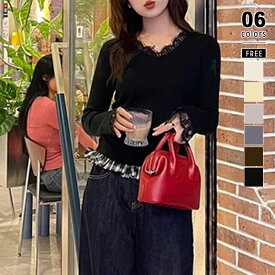 【12/5！クーポンで2,190円】 レースニット vネック ニット レース トップス レディース 長袖 袖レース 襟レース スカラップ レイヤード インナー ニットセーター きれいめ vネックニット レイヤードトップス オフィス オフィスカジュアル 秋冬 春 秋 冬 cocomomo