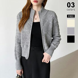 【12/17！クーポンで2,990円】 ダブルジップ ニット ブルゾン レディース ハイネック ジップ ニットブルゾン アウター ジップアップブルゾン ハイネックアウター クロップド ショート丈 ジップアップ 羽織り ハイネック リブ ニットアウター 春秋 秋冬 秋 冬 cocomomo