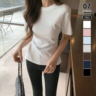 【8/10！クーポンで2,040円】 Tシャツ ウエストギャザー ギャザーTシャツ くびれ カットソー 半袖 レディ…