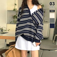 【9/29！クーポンで3,650円】 ポロニット ボーダー ニット ポロシャツ ポロ 襟 ボーダートップス レディ…