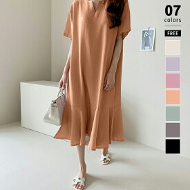 【OUTLET！クーポンで2,376円】 ティアードワンピース ワンピース レディース 半袖 ロングワンピース キーネック ワンピ マーメイドスカート マーメイド マーメイドワンピース フレア ロング マキシ ゆったり 体型カバー お腹カバー カジュアル 夏用 春夏 夏服 cocomomo