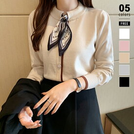 【1/21！クーポンで2,800円】 ニット ブラウス ボウタイ スカーフ 長袖 トップス レディース オフィス オフィスカジュアル きれいめ リボン ニットブラウス ボウタイブラウス プルオーバー ボウタイリボン セーター ニットセーター 大人可愛い 秋冬 春 秋 冬 cocomomo