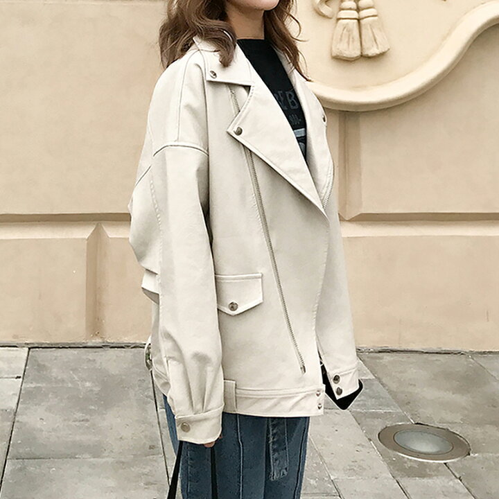 レディース Puレザー モード系 ライダース ジャケット フェイクレザー ジャケット ブルゾン アウター コート 革ジャン おしゃれ 大人 かっこいい 秋冬 秋 秋服 Sa6645 Cocomomo レディースファッション 通販 値下げしました 未着用 ショートコート ウール レザー