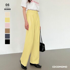 【11/16！クーポンで2,780円】 スラックス レディース ストレートパンツ きれいめ ワイドパンツ スラックスパンツ ハイウエスト パンツ センタープレス ワイド タックパンツ タック ボトムス ゆったり 体型カバー キレイめパンツ オフィス 秋冬 春 夏 秋 冬 cocomomo