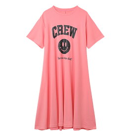 【4/18！クーポンで2,260円】 フレアワンピース カレッジアソート プリント Tシャツ ワンピース 半袖 レディース ロング丈 ゆったり 体型カバー 着痩せ 大きいサイズ きれいめ カジュアル 大人 着回し 春 夏 韓国 韓国ファッション 20代 30代 40代 50代 cocomomo