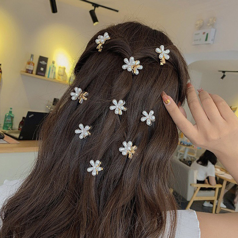 バンスクリップ 花 パール ヘアアクセサリー フラワー 韓国 髪留め 髪飾り