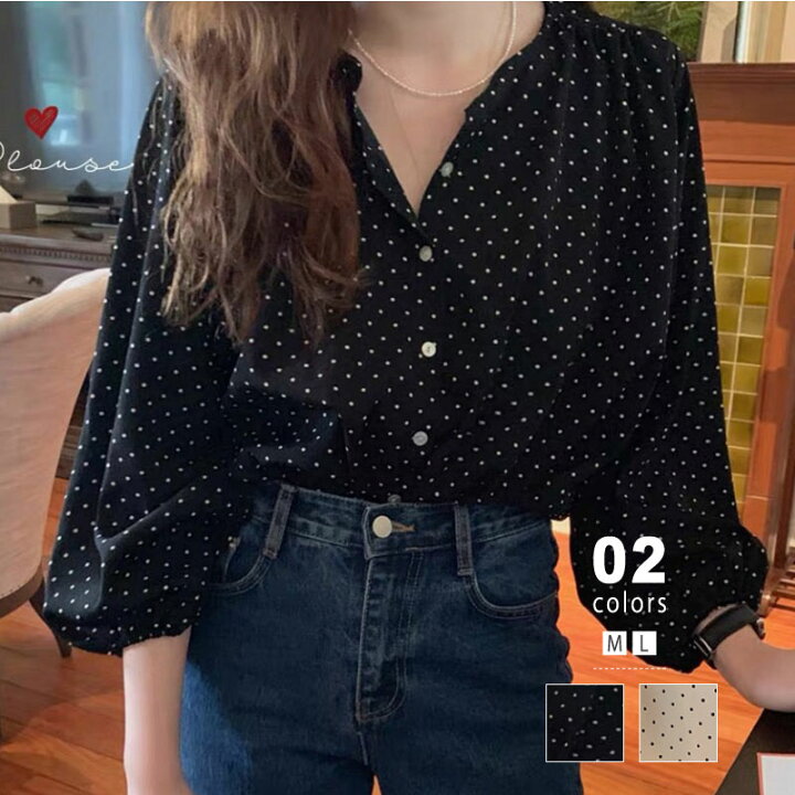 楽天市場】【OUTLET！クーポンで1,476円】 ブラウス ドット柄 
