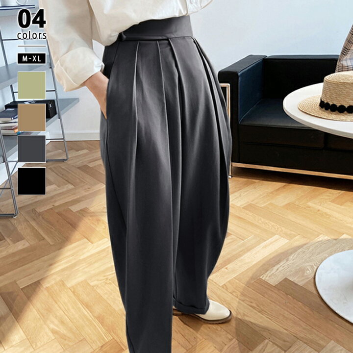 楽天市場】【3/28！クーポンで3,480円】 タックワイドパンツ 