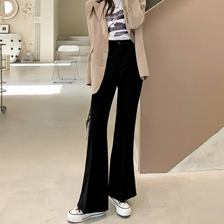 楽天市場】【4/1！クーポンで2,740円】 フレアパンツ スリット入り 
