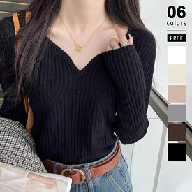 【12/17！クーポンで1,770円】 キーネック ニット リブニット トップス 長袖 レディース リブ フィット プルオーバー シンプル 無地 ニットトップス ニットセーター セーター タイト ストレッチ 柔らかい オフィスカジュアル 大人 きれいめ 秋冬 春 秋 冬 韓国 cocomomo