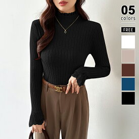 【11/18！クーポンで1,810円】 ニット 袖レース ハイネック トップス 長袖 レディース 重ね着風 レース フレア袖 レースニット ニットトップス リブニット 重ね着 フリルネック フィット ドッキング ニットセーター 袖長め 柔らかい リブ 可愛い 秋冬 春 秋 冬 cocomomo