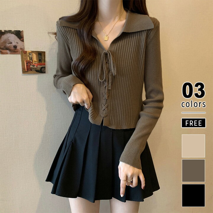 楽天市場】【OUTLET！クーポンで1,536円】 ニット レースアップ 