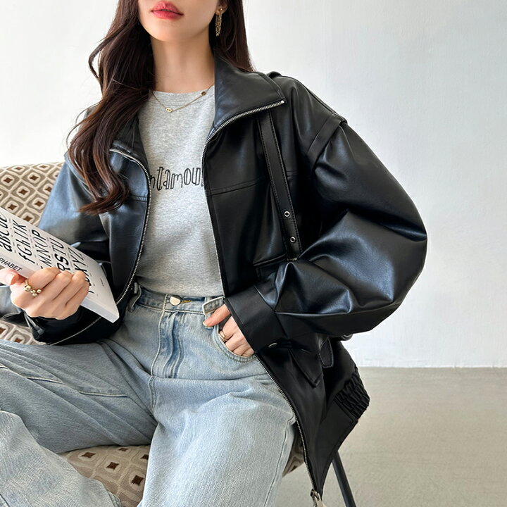 楽天市場】【OUTLET！クーポンで3,330円】 フェイクレザージャケット 