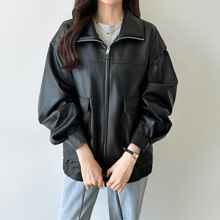 楽天市場】【OUTLET！クーポンで3,330円】 フェイクレザージャケット 