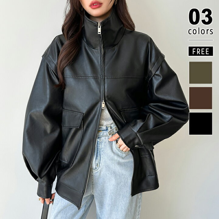 楽天市場】【OUTLET！クーポンで3,330円】 フェイクレザージャケット 