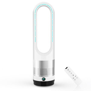 扇風機 羽根なし タワーファン【2025年猛暑対策・省エネ】DCモーター リビング扇風機 スリム タワー型 サーキュレーター 静音 節電 8段階風量調整 微風強風モード 100°自動首振り 9H切タ