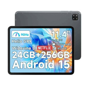 【2.4K IPS 11.4インチ タブレットWi-Fi/SIM通話モデル】 Bmax Android 15タブレット、24GB+256GB+1TB拡張、8コアCPU Helio G99、90Hz高刷新率2408*1720解像度、8000mAh+18W