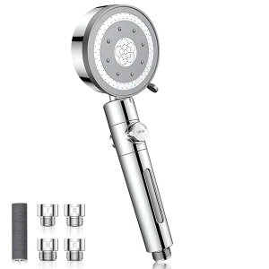DSBWAN シャワーヘッド マイクロナノバブル 【塩素除去・5段階水流】 シャワーヘッド 塩素除去付き 節水 高水圧 手元止水 超微細泡 極細水流 節水85%以上 肌ケア 高洗浄力 ミストシャワー ヘ