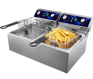 電気フライヤー 卓上フライヤー 揚げ物器 ミニフライヤー 揚げ物 温度調節80℃-200℃ 家庭用フライヤー 業務用フライヤー
